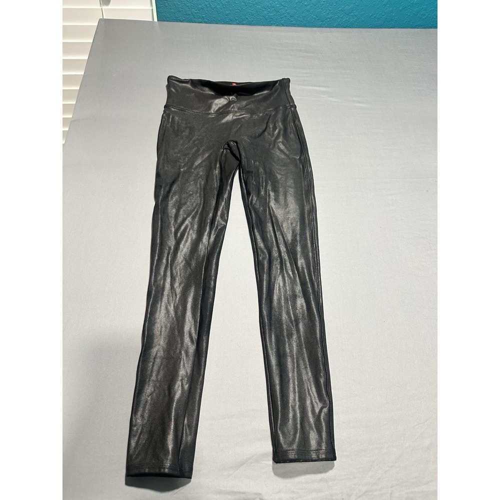 Spanx Womens Medium Leggings Faux Leather Black High Waisted Tight